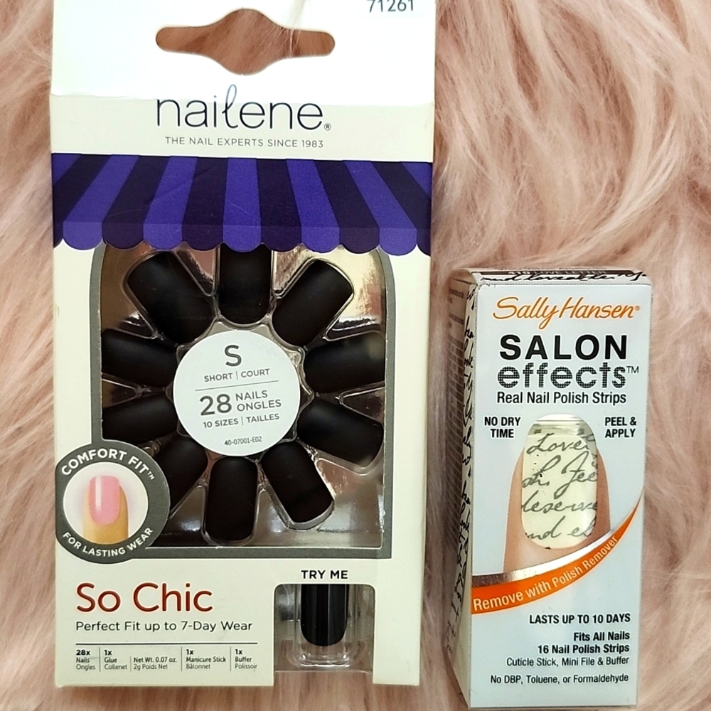Brand New 2CT BUNDLE NAILENE FALSE NAILS & SALLY HANSEN NAIL STRIPS